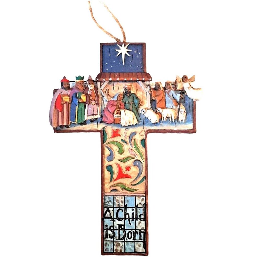 Jim Shore 2007 Christmas Ornament  Cross Nativity Scene 4008105